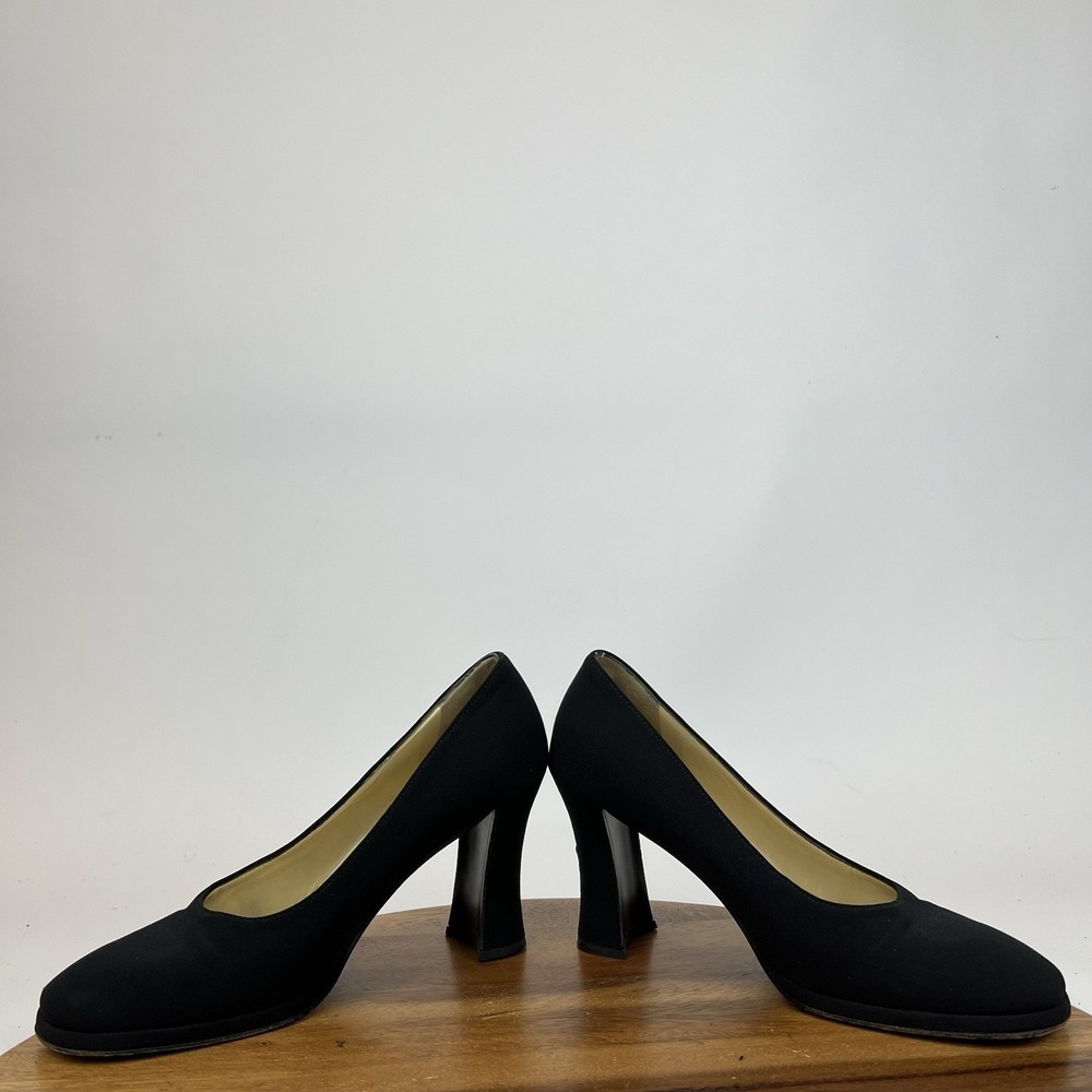 Womens Prada Black Fabric Vintage Slip On Flared Block Heel‎ Pumps Size EU 37.5 - Picture 5 of 9